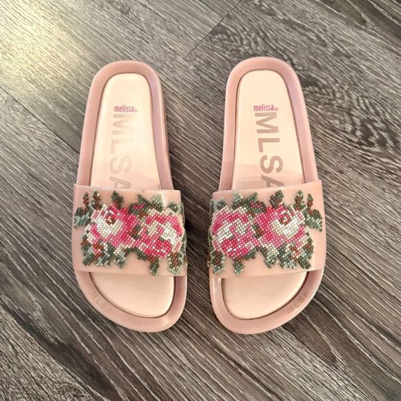 Melissa Shoes - Melissa Flower Cross Stitch Slides